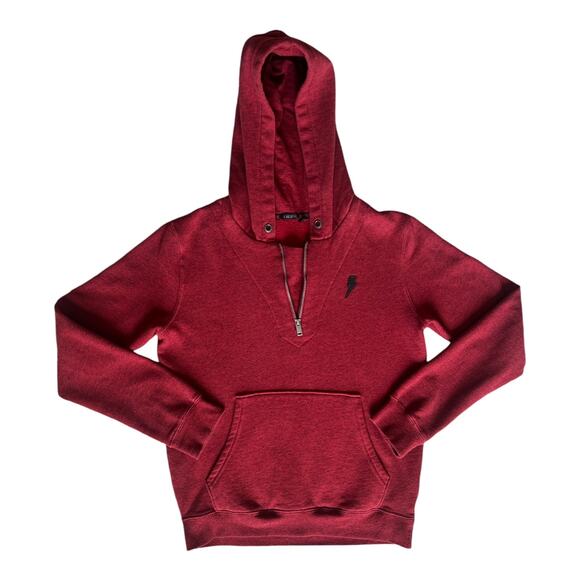 IKKS SWEAT JACKET RED WITH HOUNDSTOOTH GUITAR LOGO ON BACK BOYS 14-16 - Picture 5 of 15